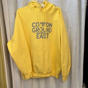 Port and Company Yellow Hoodie with Gray Text
